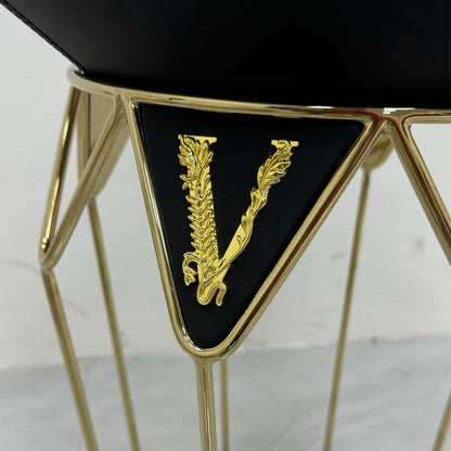 Luxury Baroque Round End Table, Medusa Design Black Glass Side Table for Living Room