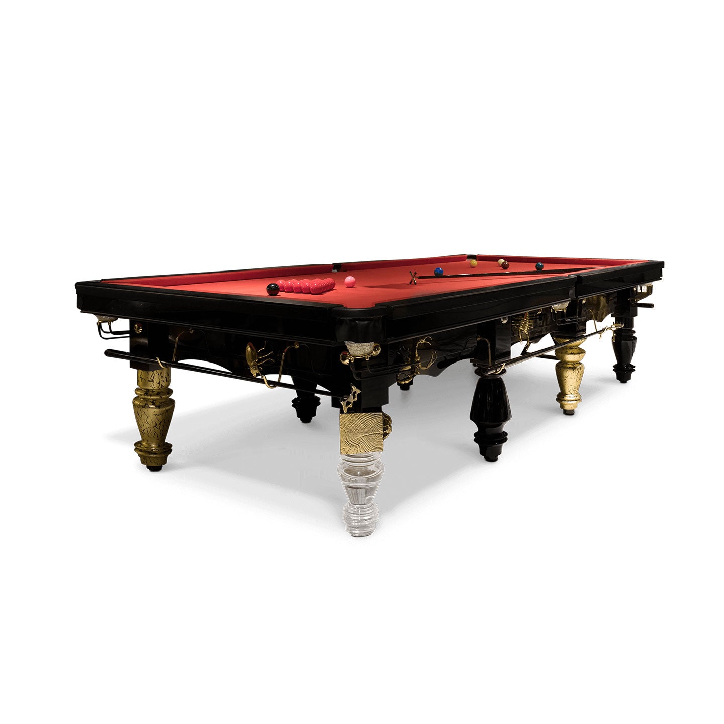 New  Top Level VIP Luxury Gaming Room Billiard Table Gree Black Snooker Rectangular Imported Solid Wood Brass Pool Table for Villa