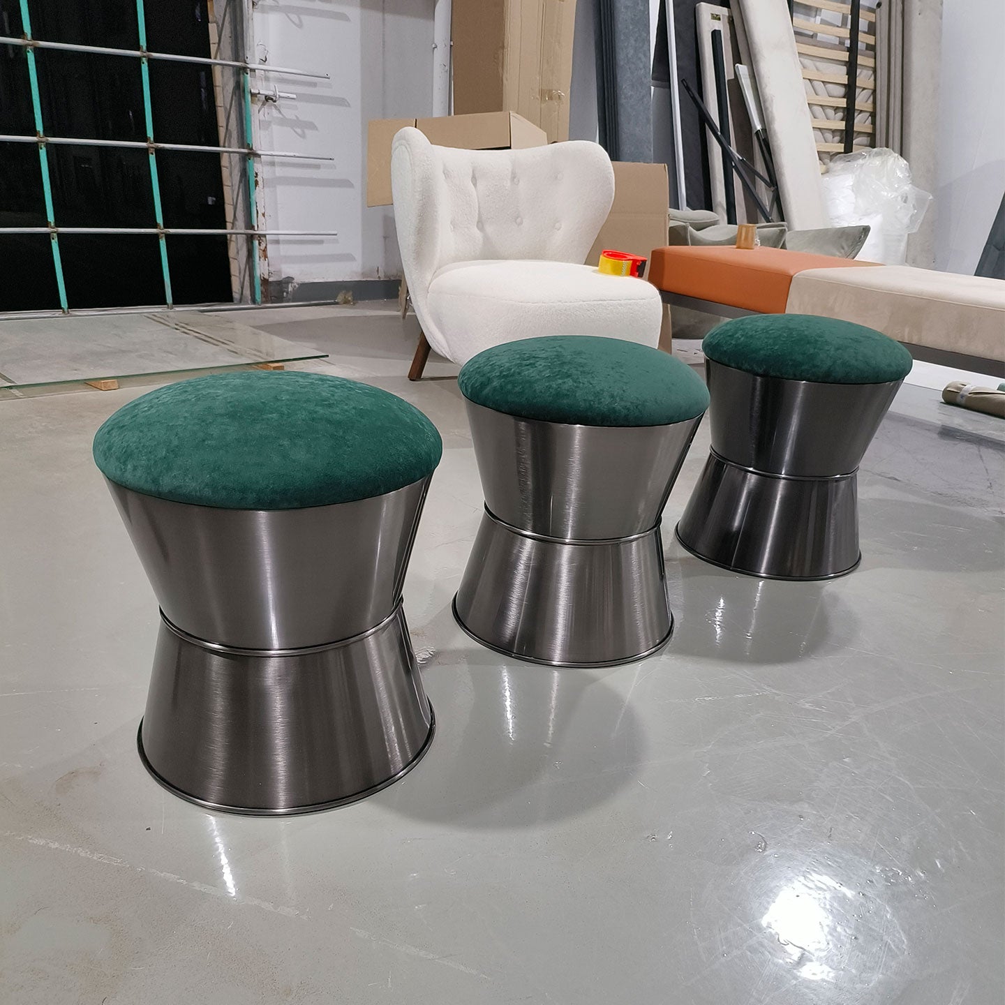 Stainless steel cylindrical stool
