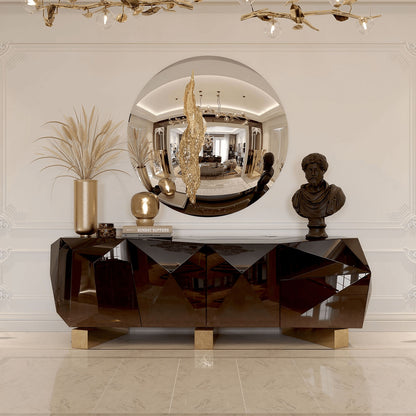 Circular mirror silver stainless steel wall mirror