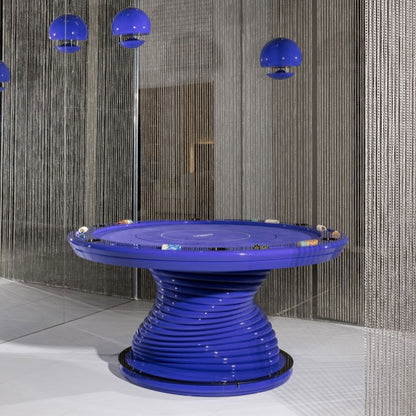 Luxury Designer Indoor Entertainment Round Poker Table Purple Club Villa for Chess and Card Games