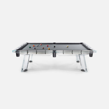 High-End Customized  Crystal Glass Pool Table With Slate Bed and Stainless Steel Rails-Factory Direct
