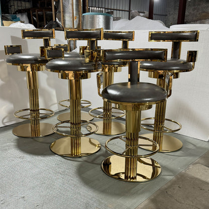 Height-Adjustable, Swivel Bar Stool with Armrests