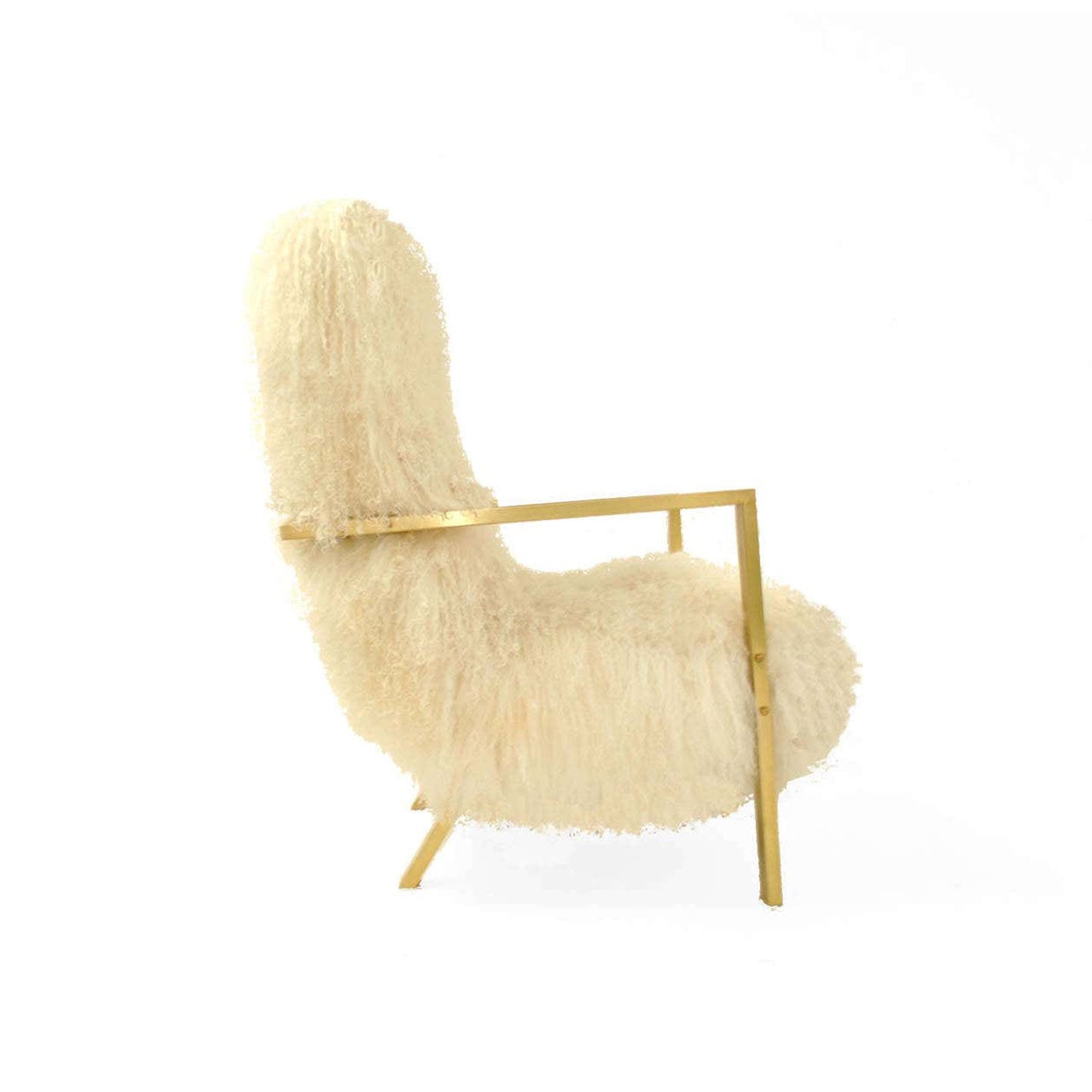 Contemporary Modern White Mongolian Goat Italian Armchairs
