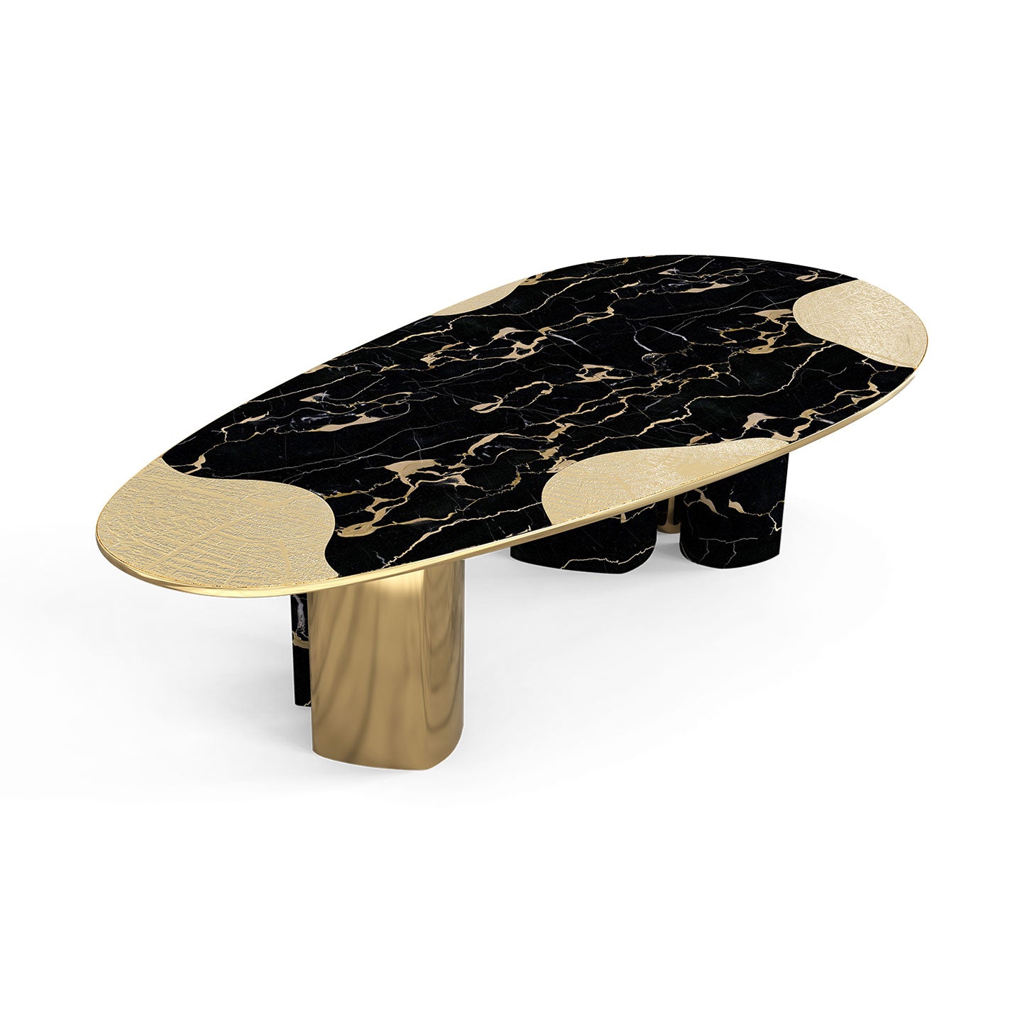 black marble and gold dining table