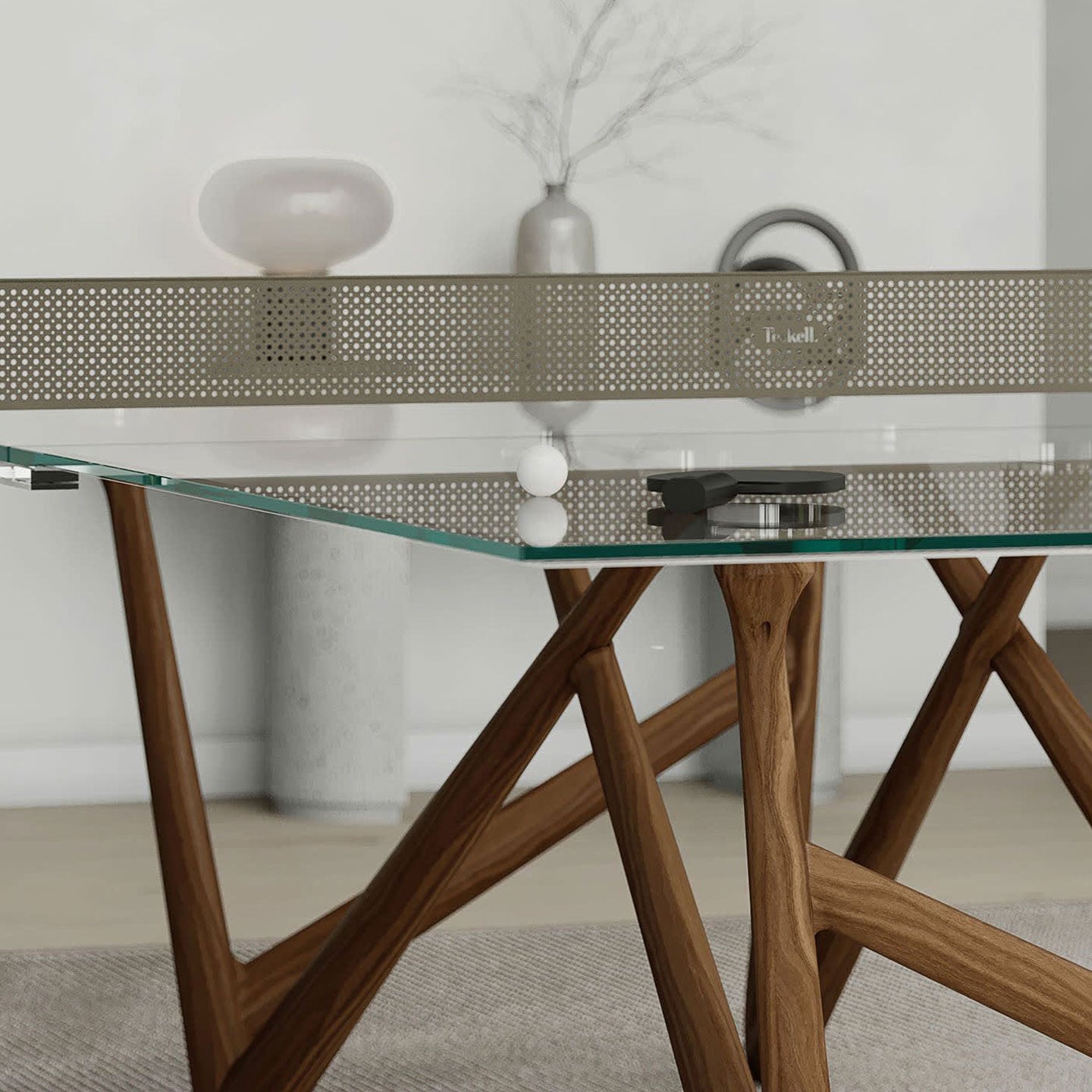 Effetto 71 Walnut And Glass Top Table Tennis And Dining Table