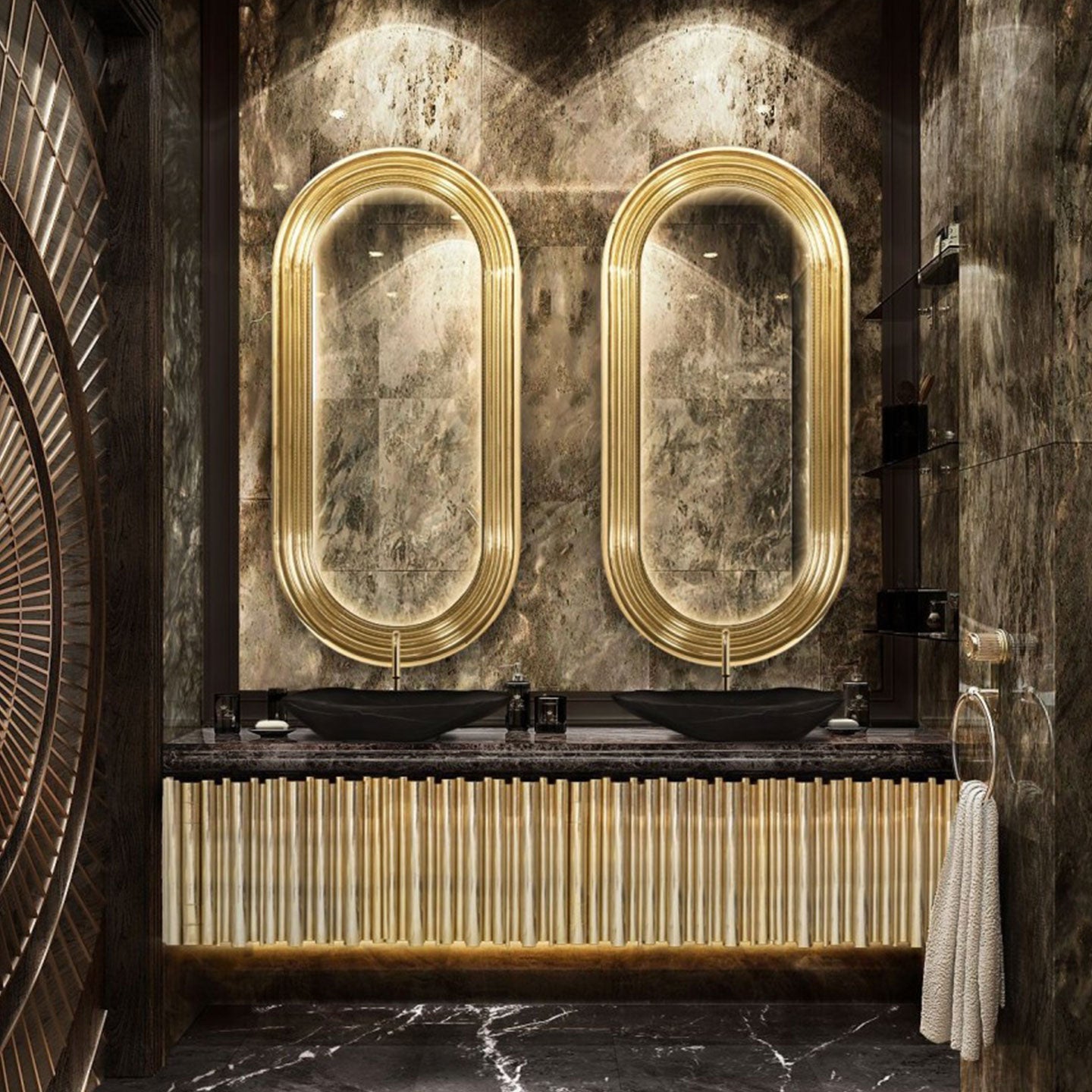 rounded oblong mirror