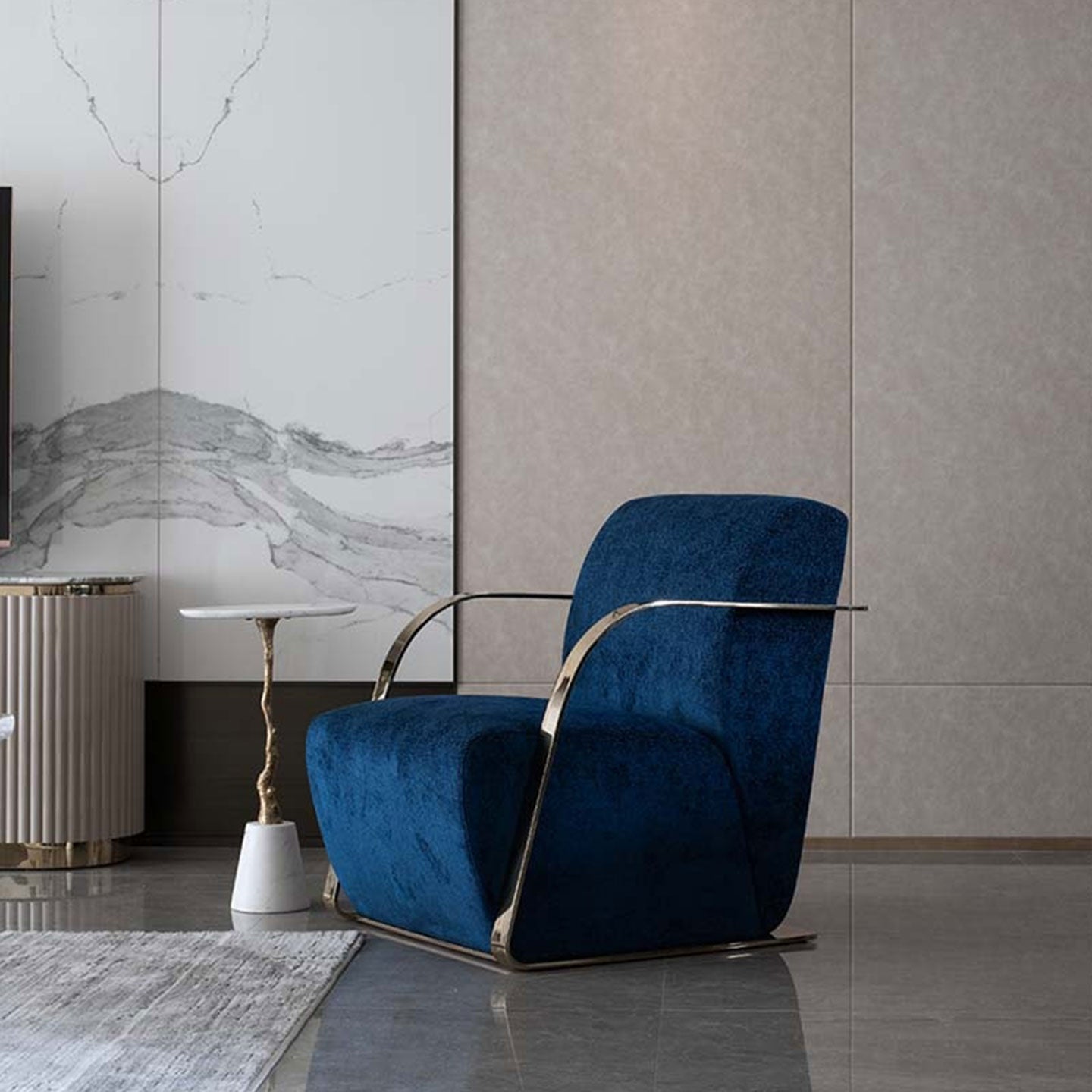 Equipped with metal armchairs for luxury living rooms or hotel lobbies