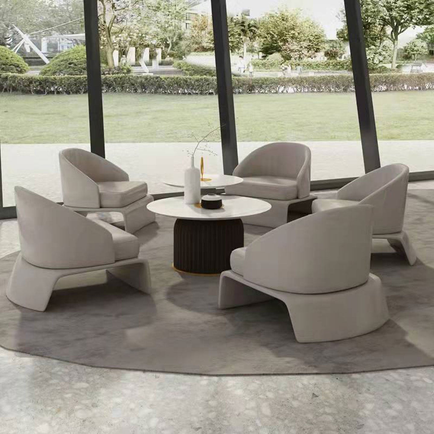 Contemporary Style Fabric Lounge Armchairs Upholstered Armchairs with Armrests Lobby Chairs