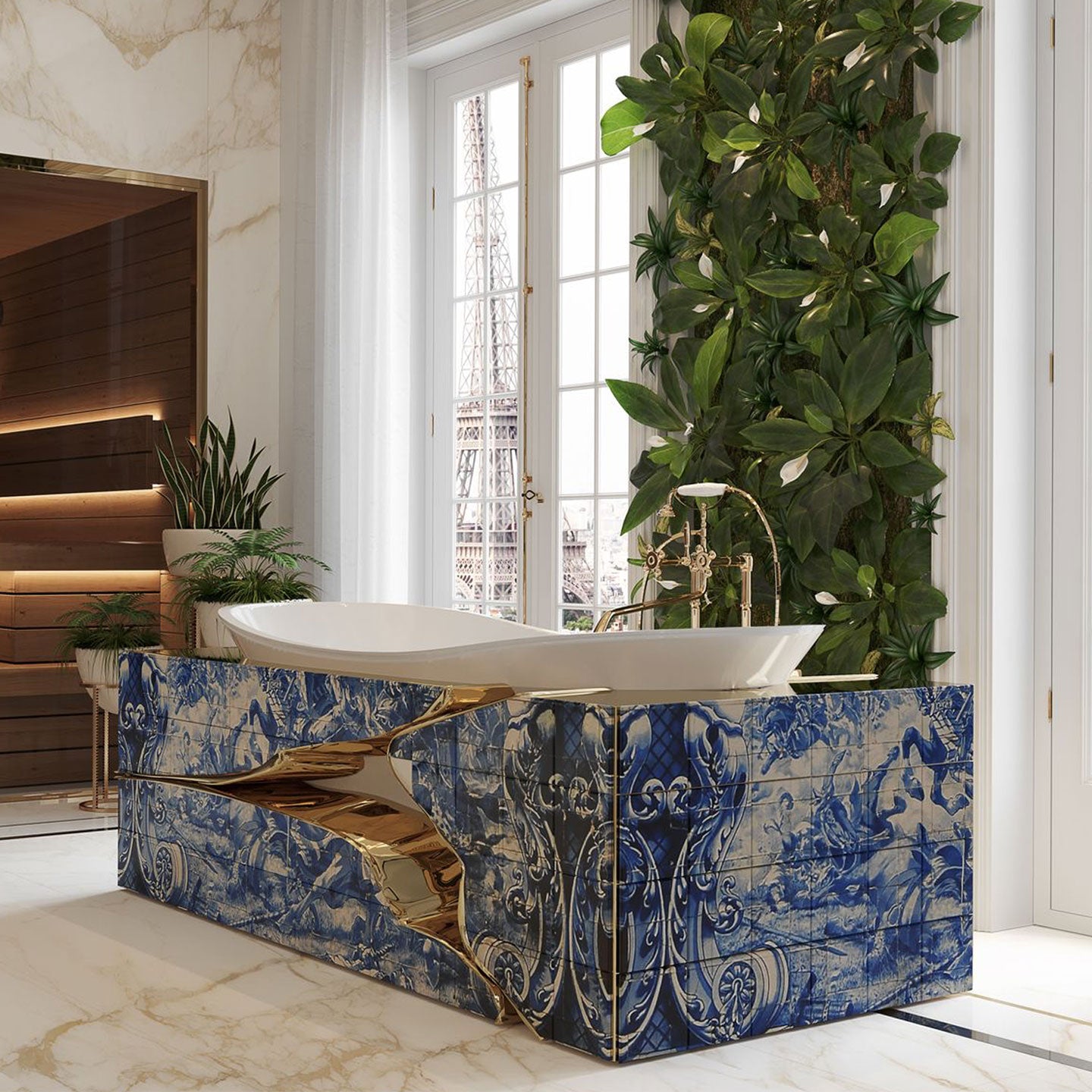 Modern Luxury Freestanding Bathtub with Faucets Hand-painted colors can be customized.