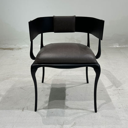 Luxury sculptural metal dining chair, handcrafted designer armchair