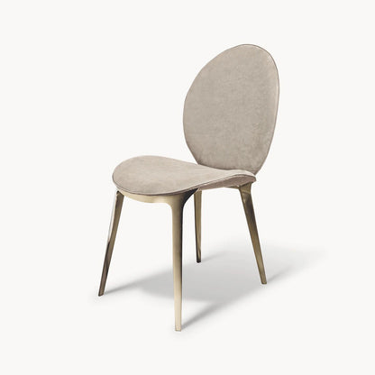 Luxury  Velvet Dining Chair with Embossed Leaf Pattern | Round Back Rose Gold Metal Legs