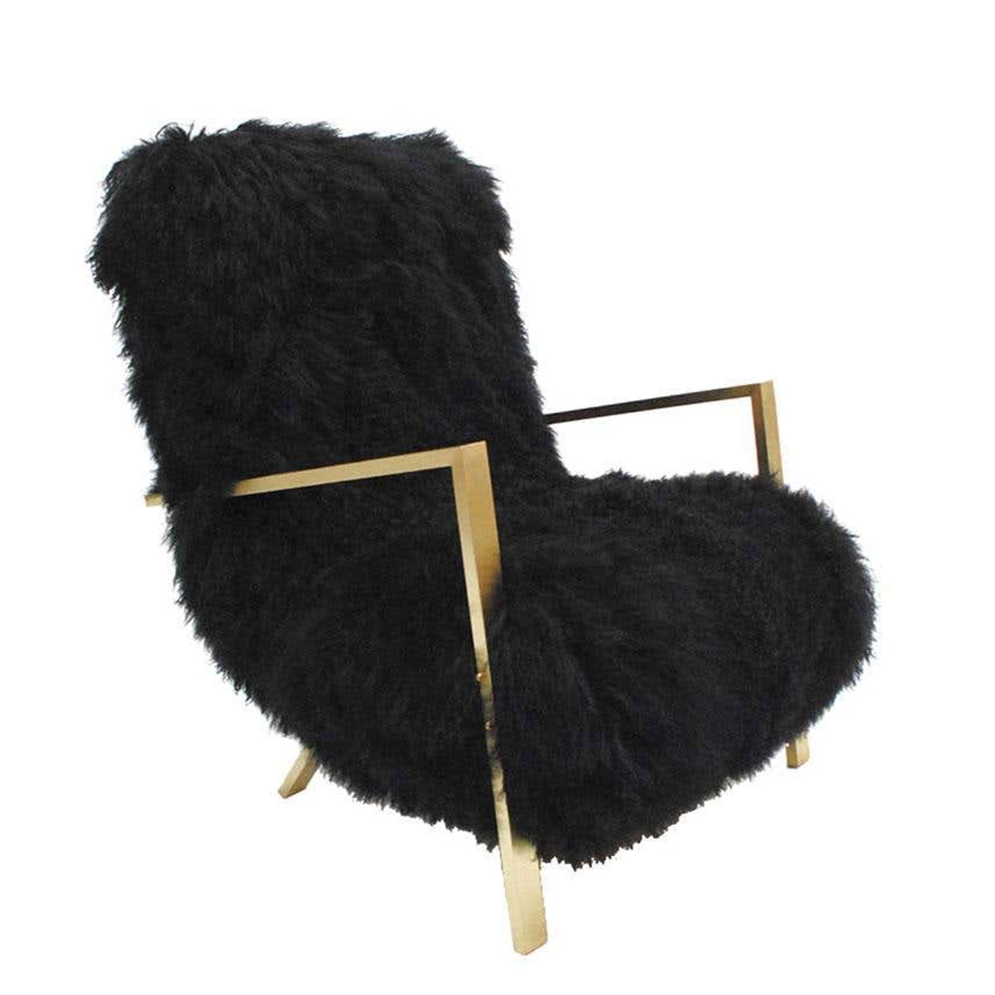 Contemporary Modern White Mongolian Goat Italian Armchairs