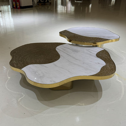 White marble and gold center table