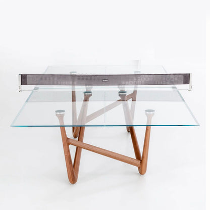 Effetto 71 Walnut And Glass Top Table Tennis And Dining Table