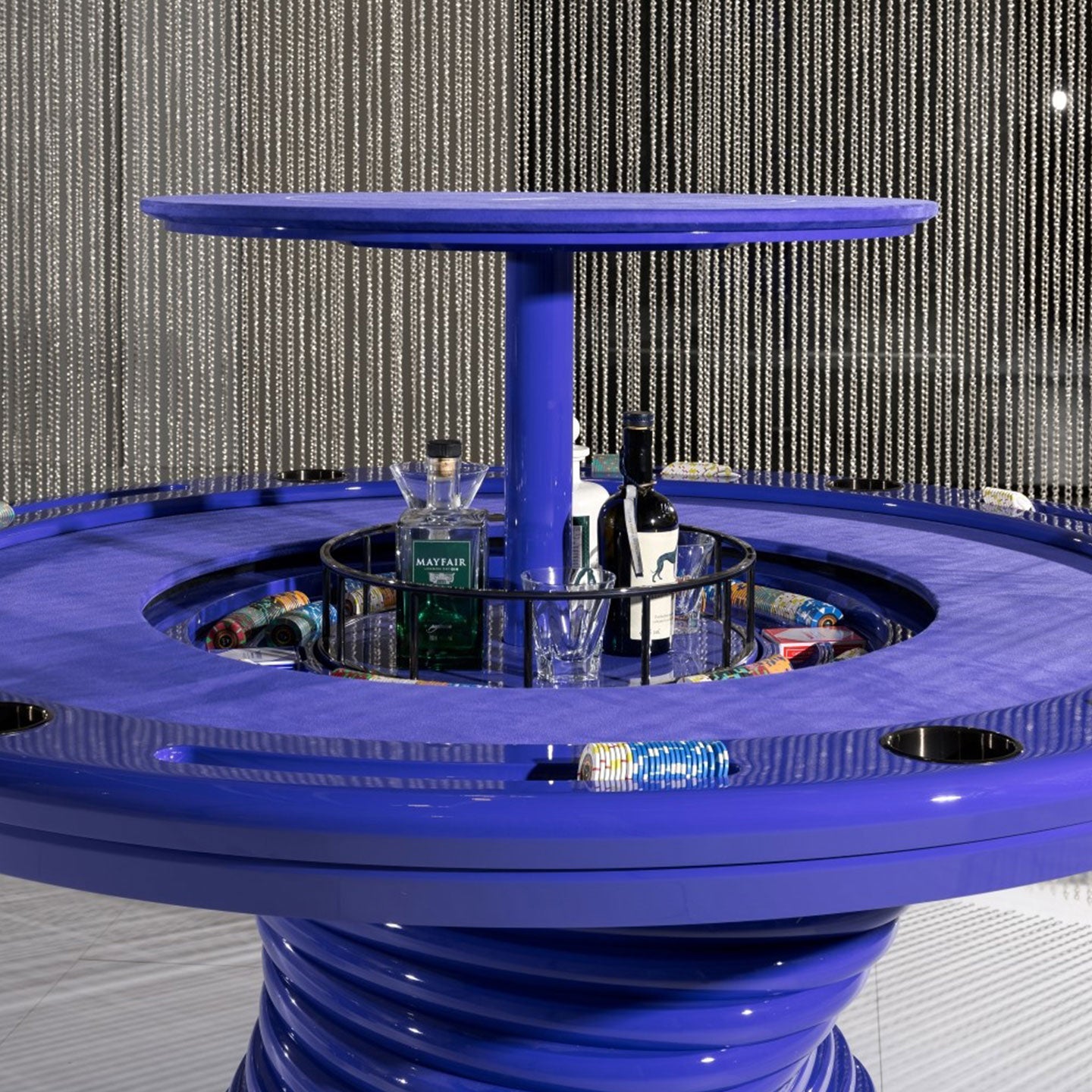 Luxury Designer Indoor Entertainment Round Poker Table Purple Club Villa for Chess and Card Games