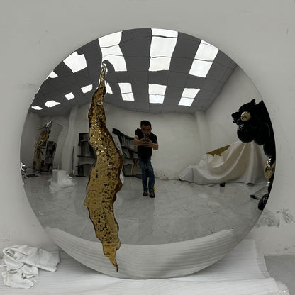 Circular mirror silver stainless steel wall mirror