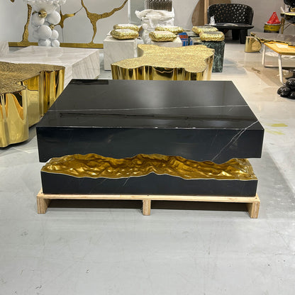 quarry nero marquina marble center table