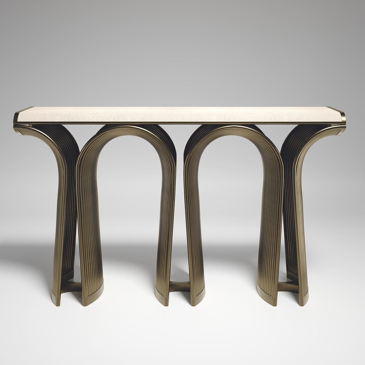 Shagreen Console with Bronze-Patina Brass Details by R&Y Augousti