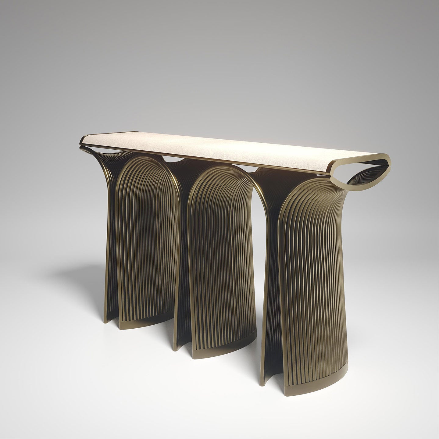 Shagreen Console with Bronze-Patina Brass Details by R&Y Augousti