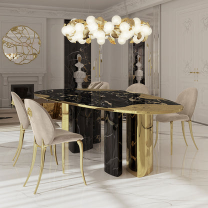black marble and gold dining table
