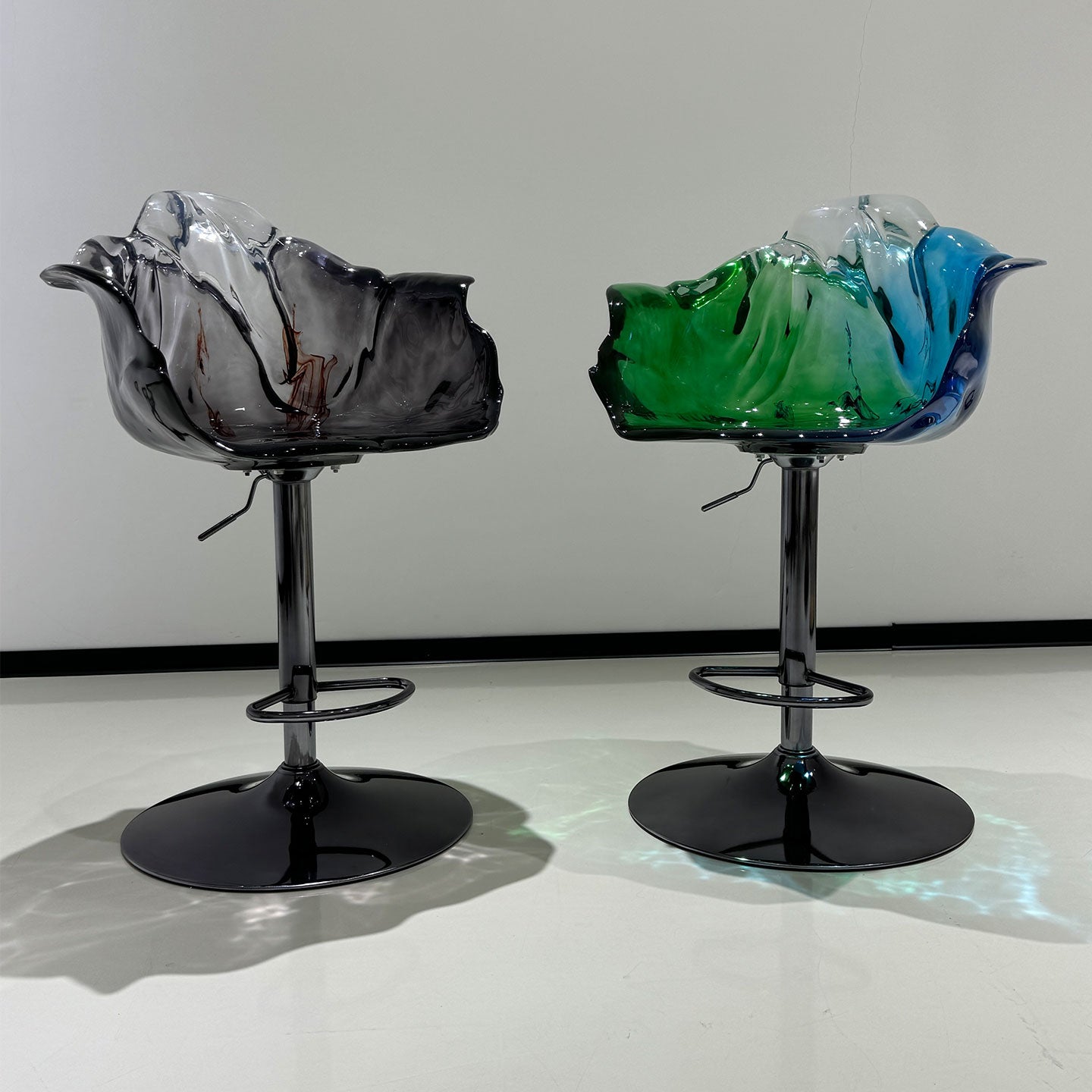 Transparent Acrylic Petal Bar Stool — Swivel & Adjustable Height