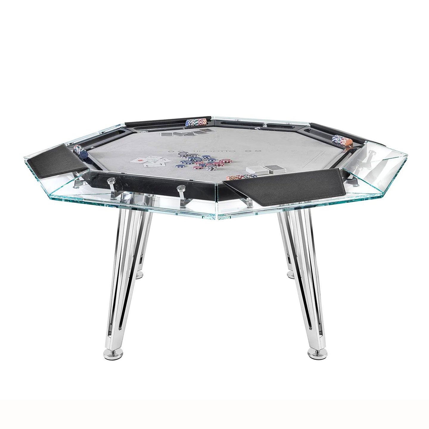 Luxury Modern Glass Eight-player Chess and Card Table Stainless Steel Leg Table Large Board Games for Relax at Home