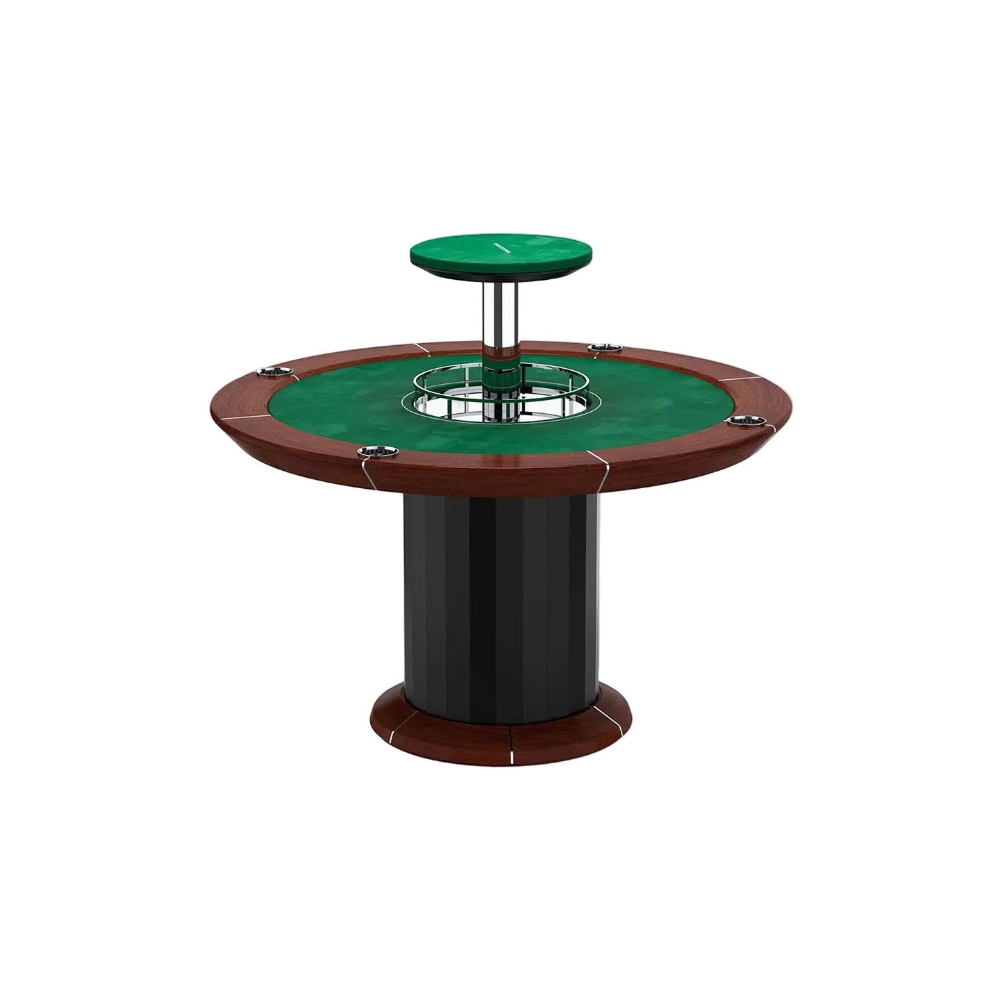 Custom-designed private game room poker table with adjustable bar; colors available upon request.