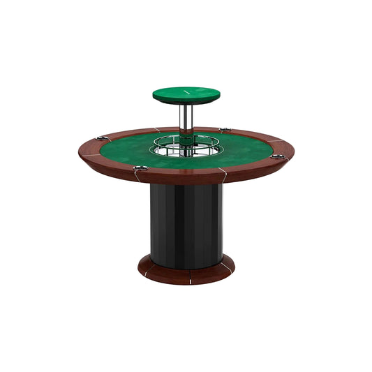 Custom-designed private game room poker table with adjustable bar; colors available upon request.