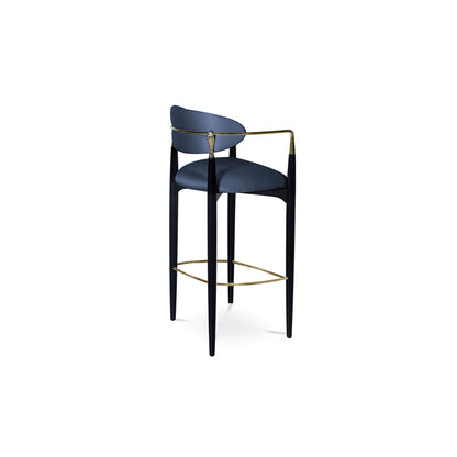 Bar stools, polished brass, microfiber leather chairs