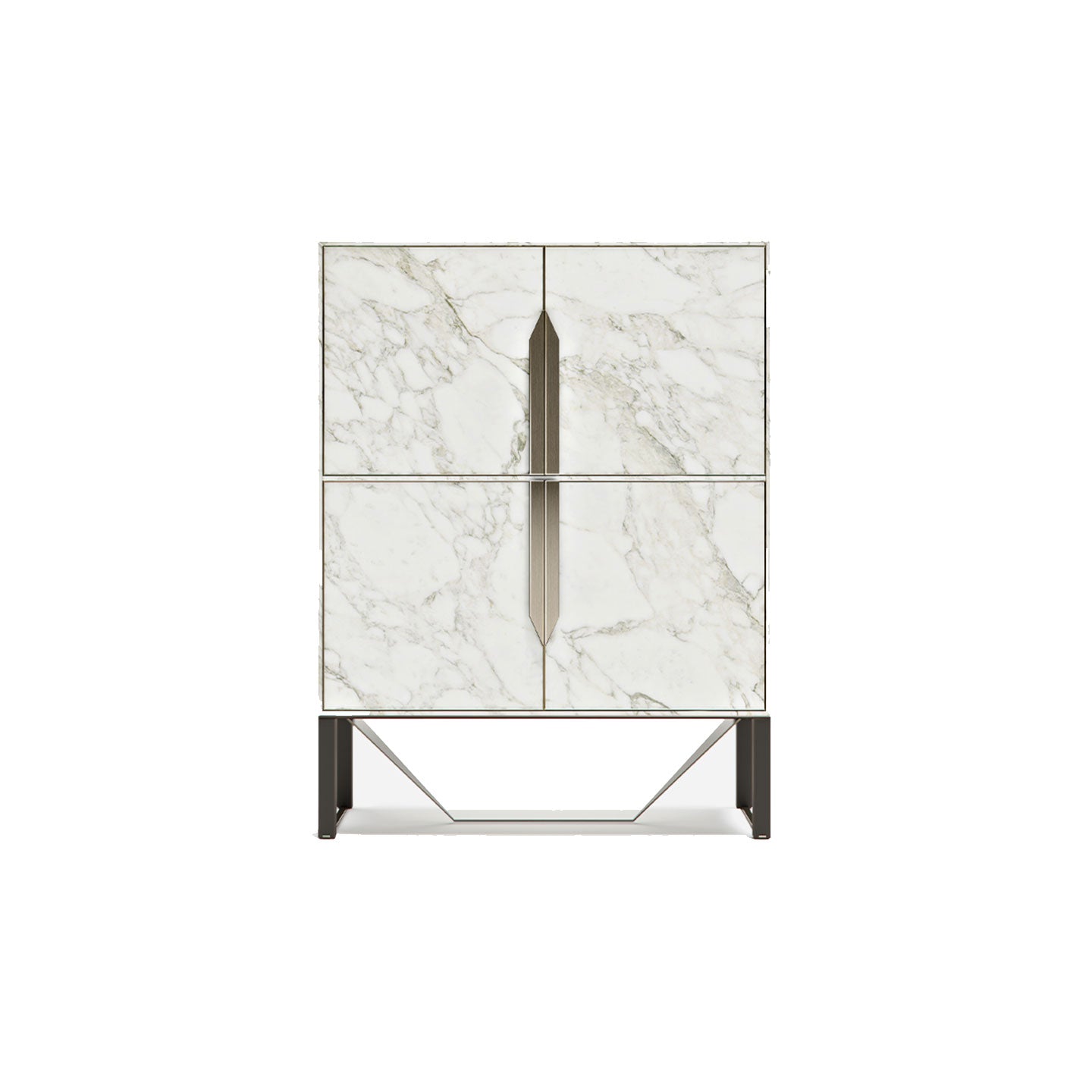 Marble Effect Bar Cabinet with Gold Accent Handle