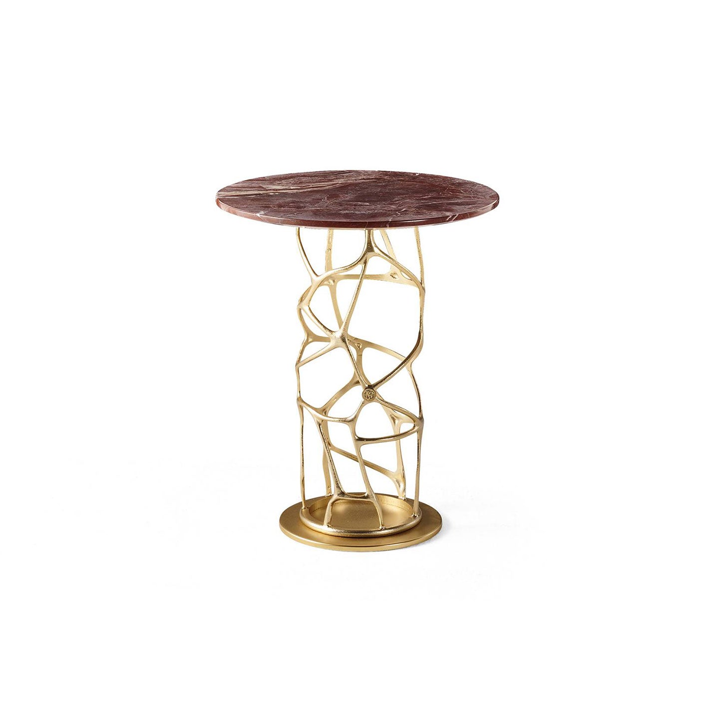 Luxury Gold Branch Structure Round Side Table, White Marble Top Modern Accent Table
