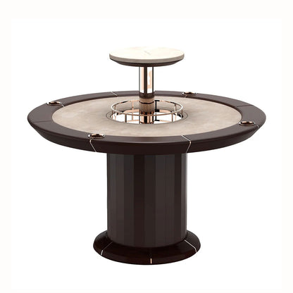 Custom-designed private game room poker table with adjustable bar; colors available upon request.