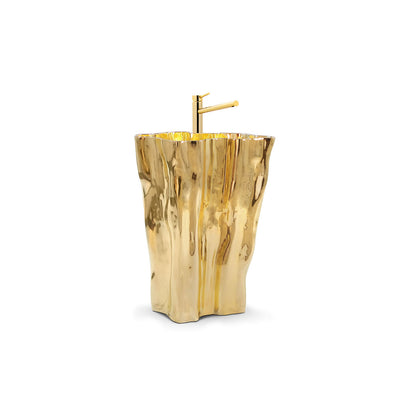 Luxury bathroom furniture: stainless steel freestanding pedestal basin