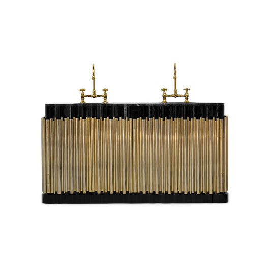 Luxury high-end bathroom vanity with washbasin and double sink