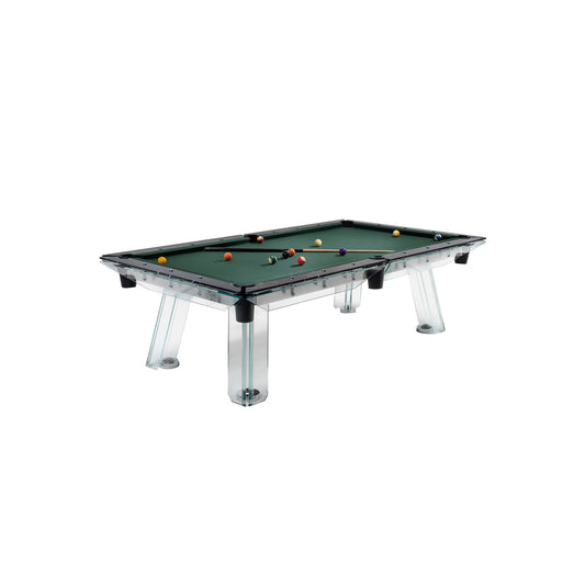 High-End Customized  Crystal Glass Pool Table With Slate Bed and Stainless Steel Rails-Factory Direct