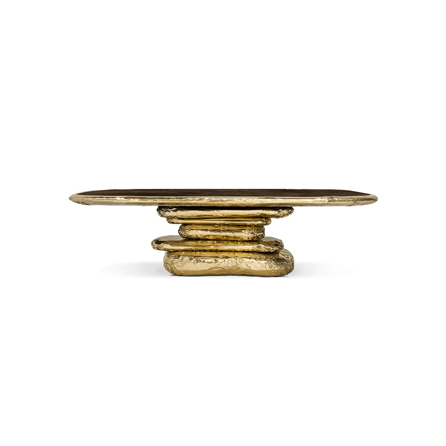 Custom-made luxury dining room furniture, brass dining table