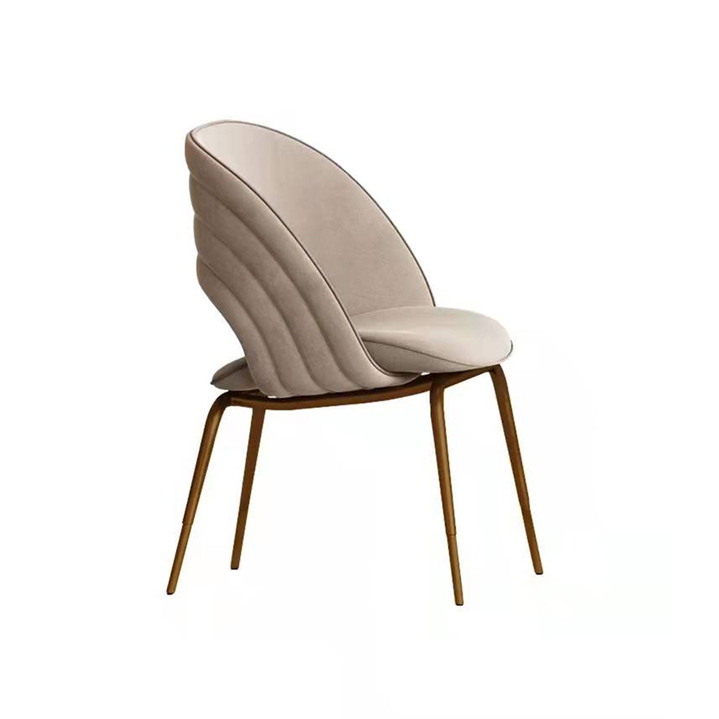 Modern  Velvet Dining Chair with Channel Tufted Back | Champagne Gold Metal Frame