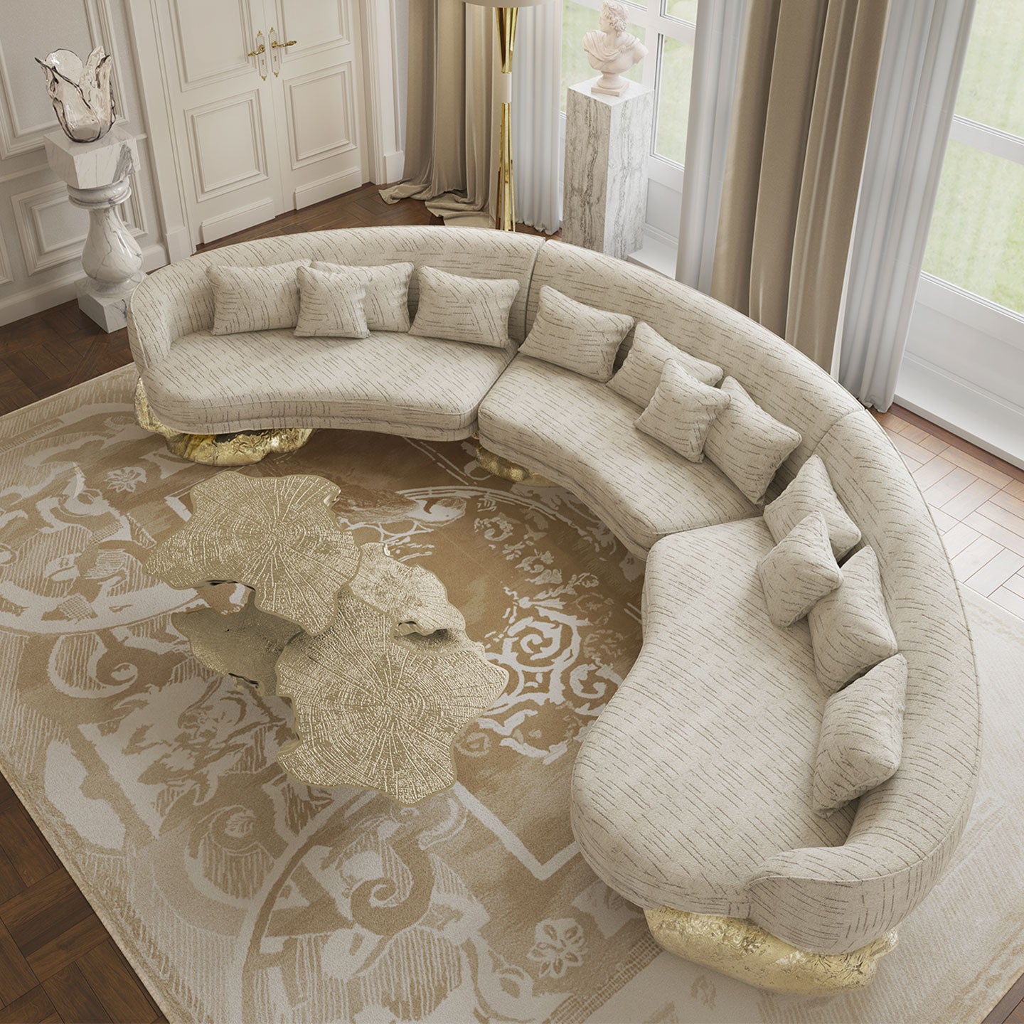 Luxury Curved Sofa—Customizable Colors and Sizes