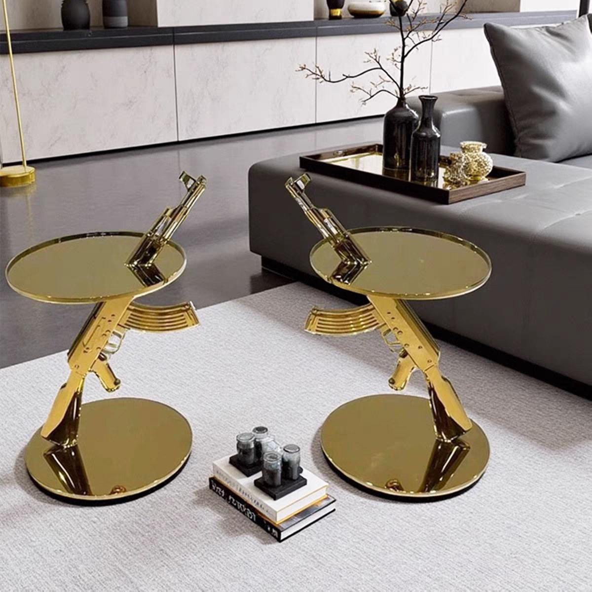 AK47-Shaped Metal Side Table