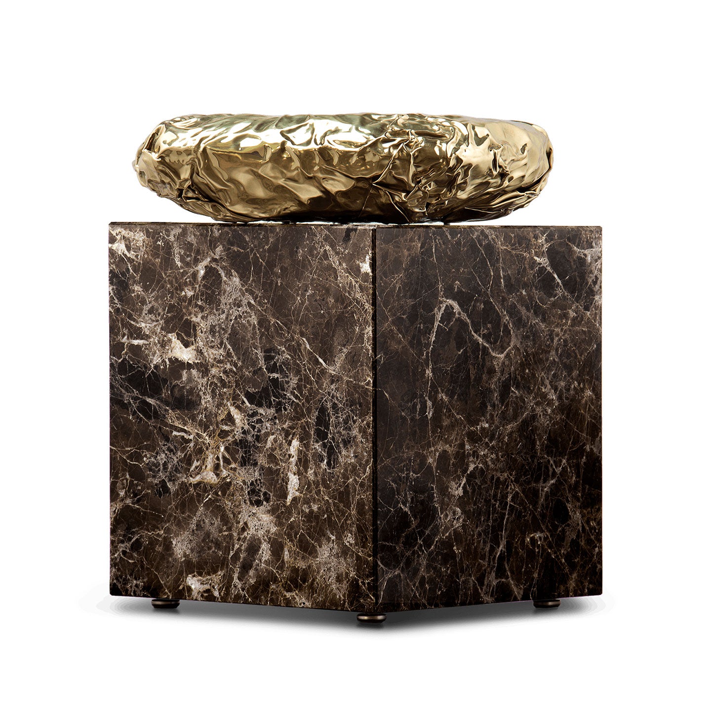 Brown marble sofa side table