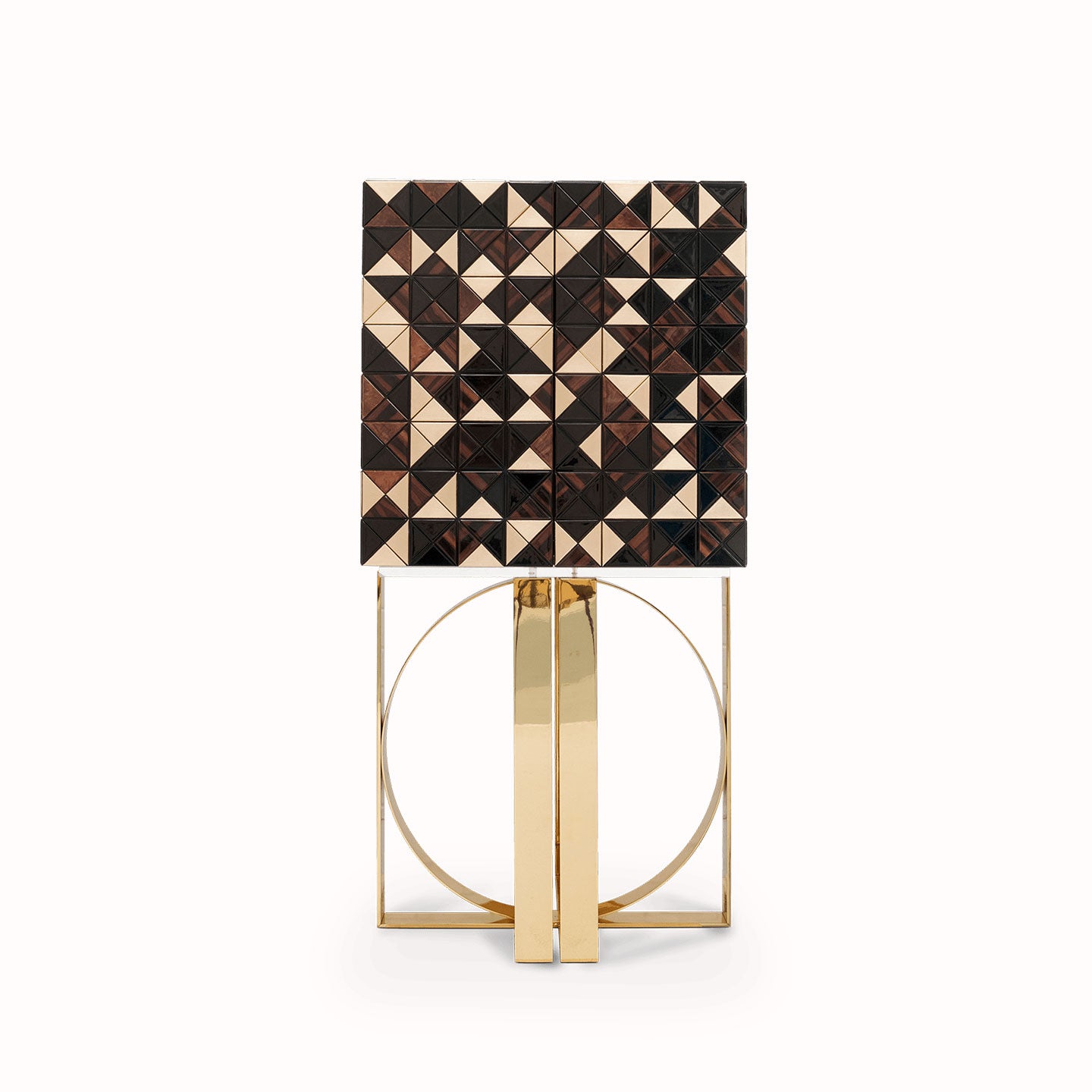 Pixel  Cabinet Luxury Multicolor Mosaic Wine Cabinet - Gold Base