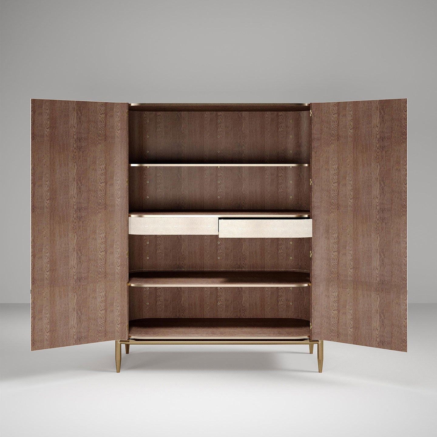 Shagreen Cabinet with Brass Accents