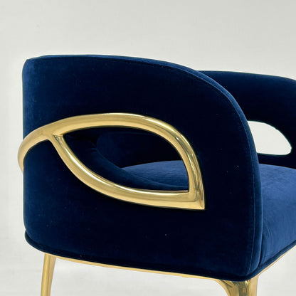 Bar Stool with Polished Brass and Velvet Finish