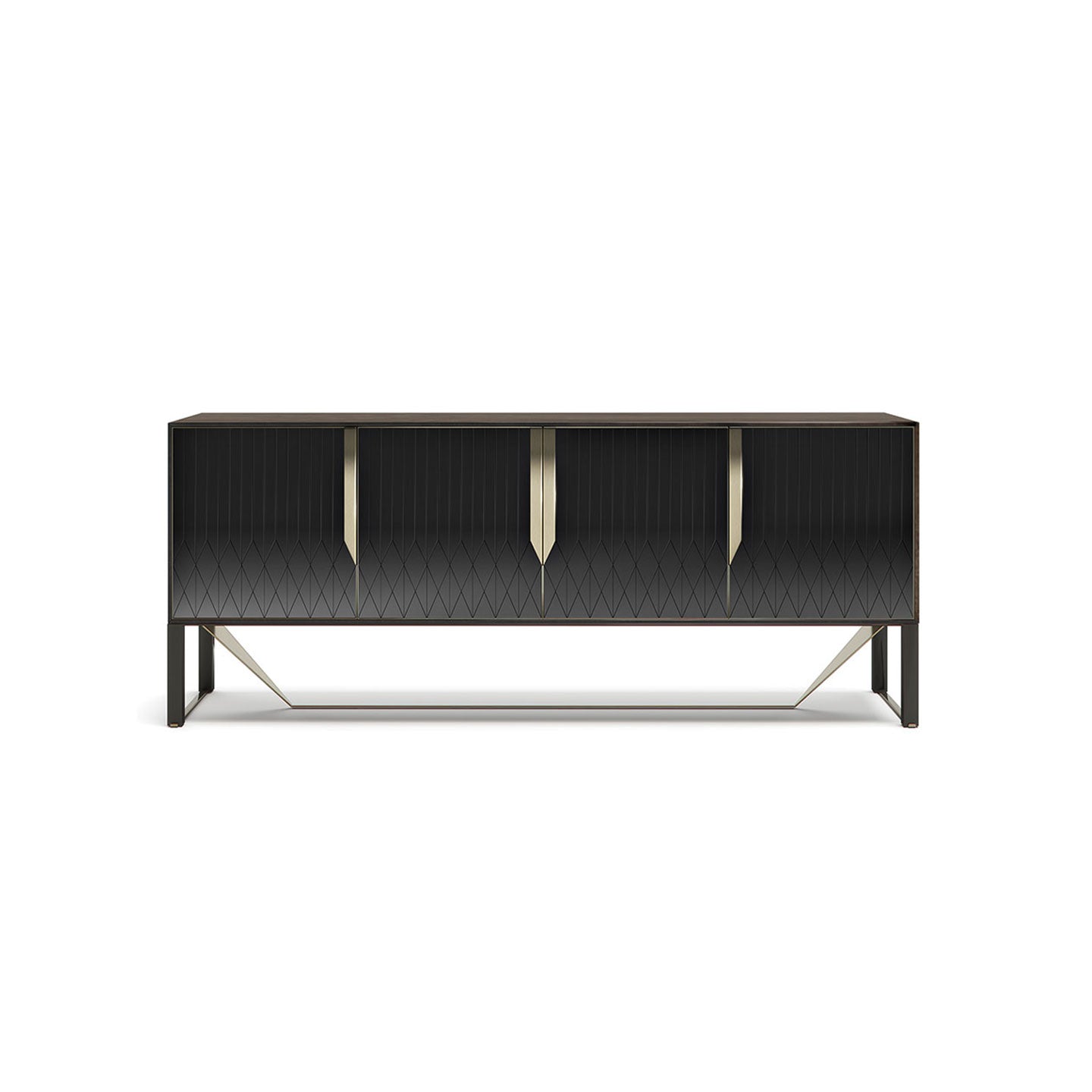 Luxury Black Sideboard  with Gold Handles Can be equipped with LED lights