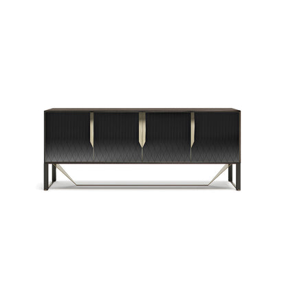 Luxury Black Sideboard  with Gold Handles Can be equipped with LED lights