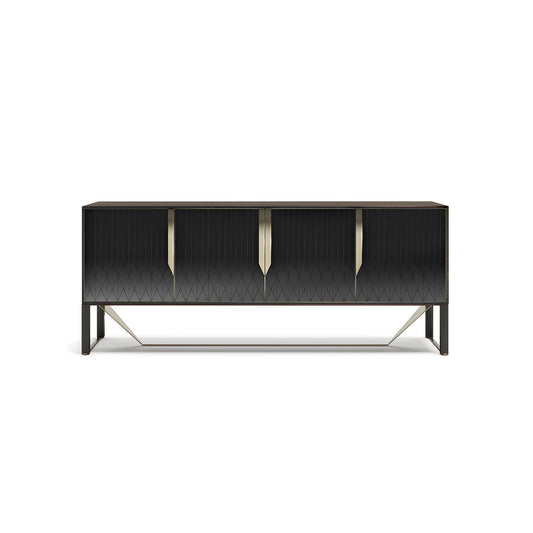 Luxury Black Sideboard  with Gold Handles Can be equipped with LED lights