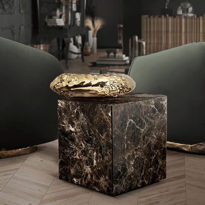 Brown marble sofa side table