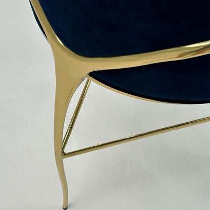 Bar Stool with Polished Brass and Velvet Finish