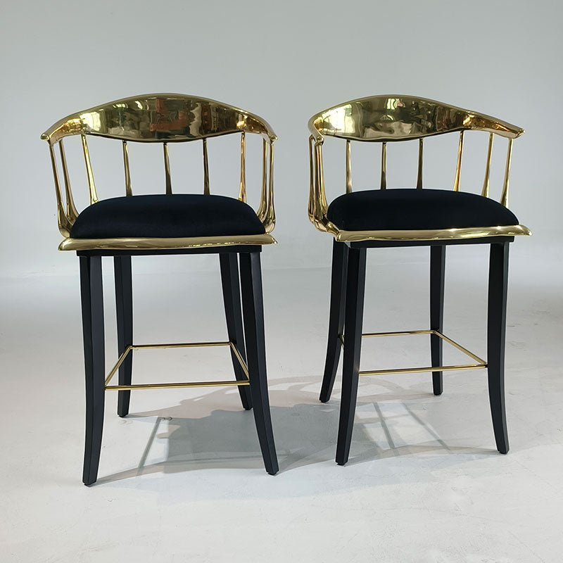 Black Velvet Brass Counter Stool